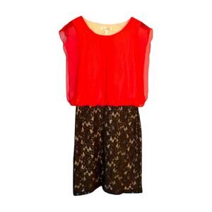 Speechless Red Black Cocktail Dress - Lace Overlay Skirt - Sz Large - Mini